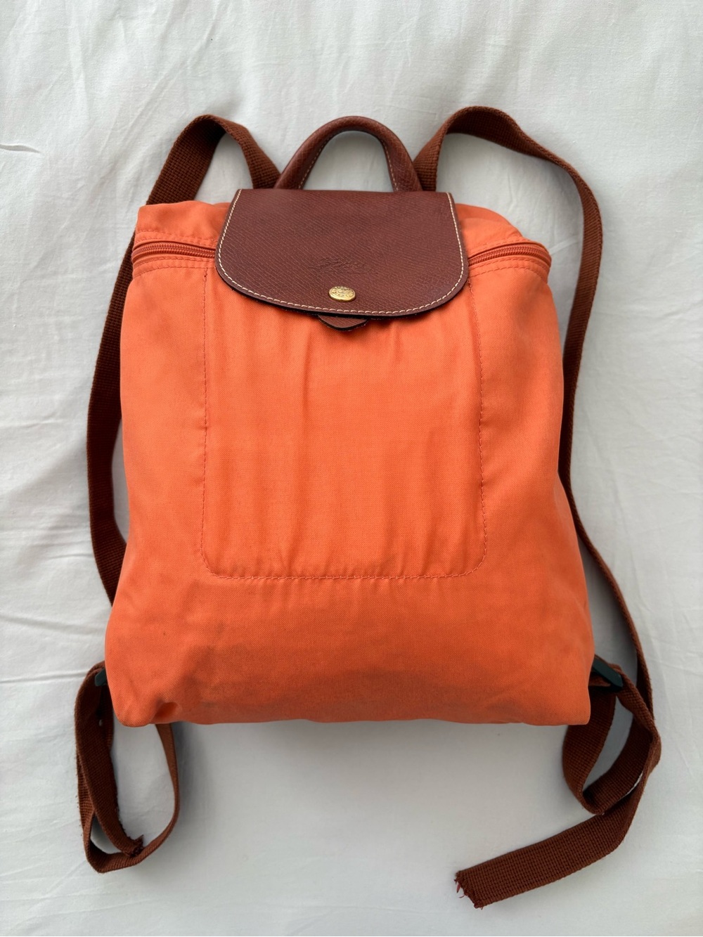 Longchamp Le Pliage Sac a Dos Backpack Nylon Orange